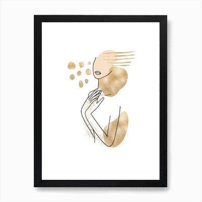 Minimal Line Art Gold Girl Kunst Pri gerahmtes Wandbild Poster Leinwanddruck Bild