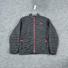 North Face Jacket Boys Large Black ThermoBall Puffer Full Zip Outdoor Insulated