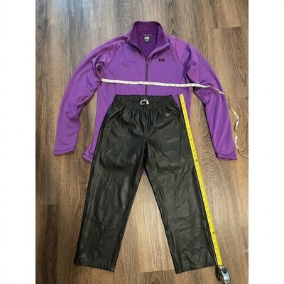 Helly Hansen bundle 2-piece set: Purple Jacket & Black Rain Pants (Size L)