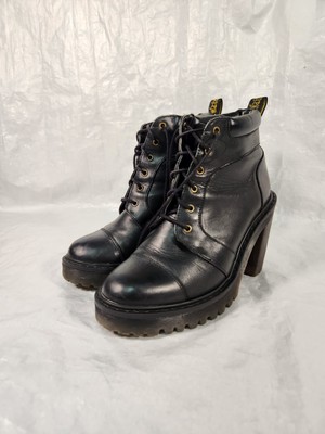 Martens Averil Seirene Heeled Ankle Boots Women's Black Leather Lace  Up