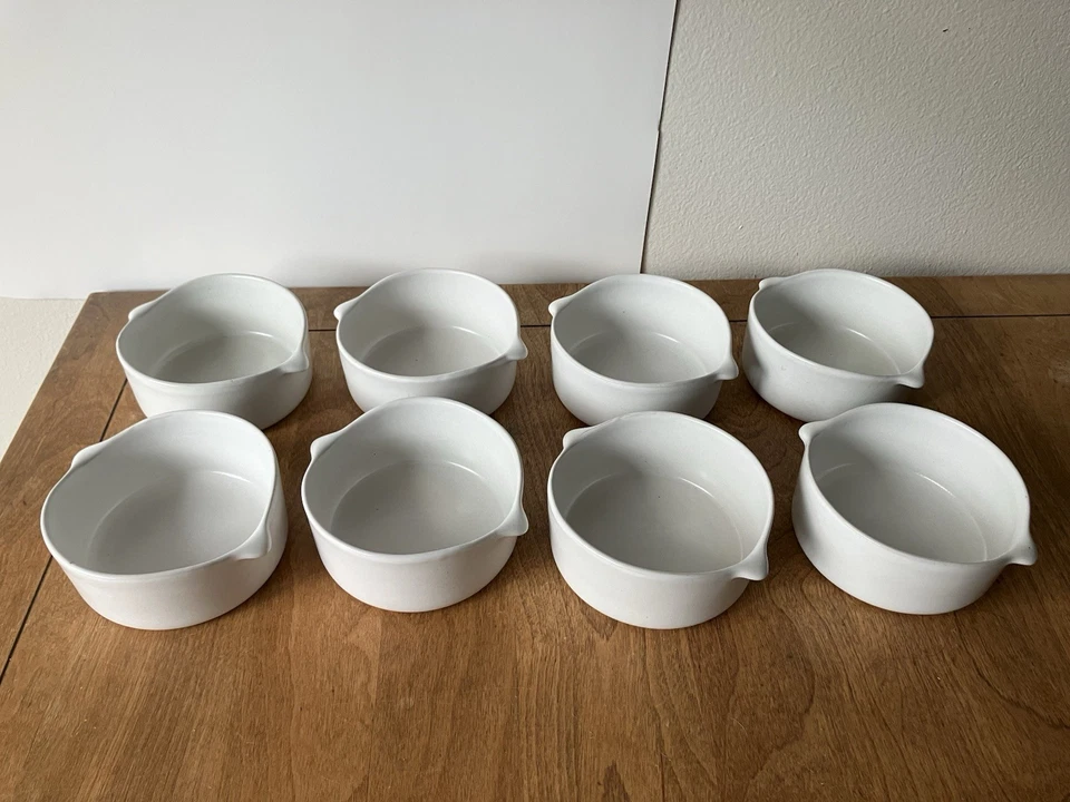 8 bowls Bennington Potters 1641 set matte white lot mid century modern Vermont - Image 2 of 4