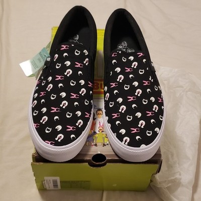 NIB Bobs Burgers DC Collab US Mens 12 Black Skateboard Bobs Manual Slip-on Shoes