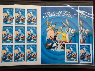 2001 USA Folienblatt Schweinchen Dick B und BA Version