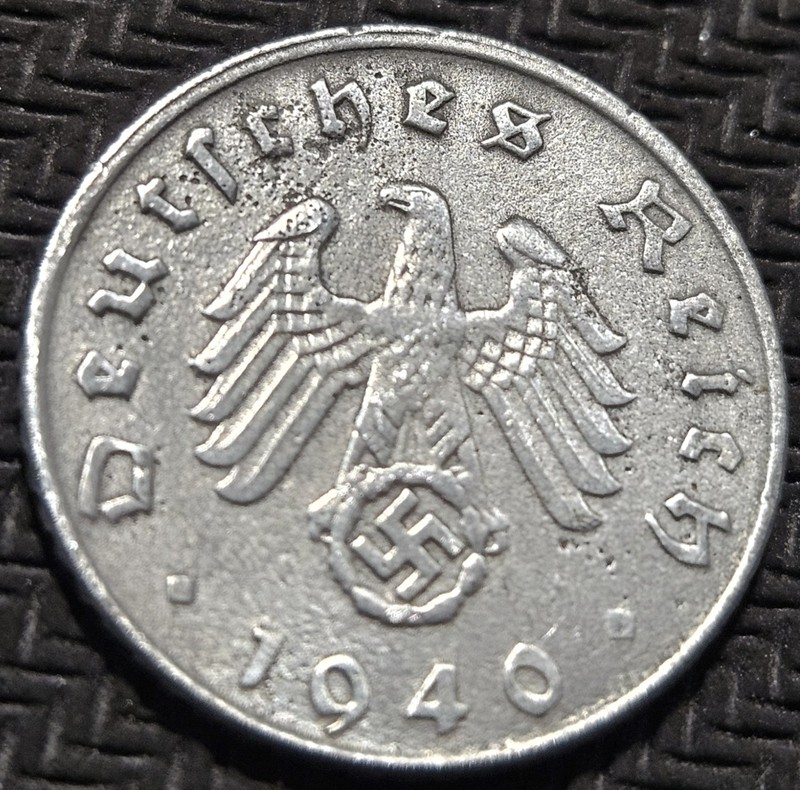 1940 D-5 Reichspfennig WWII Coin, Germany 3rd Reich