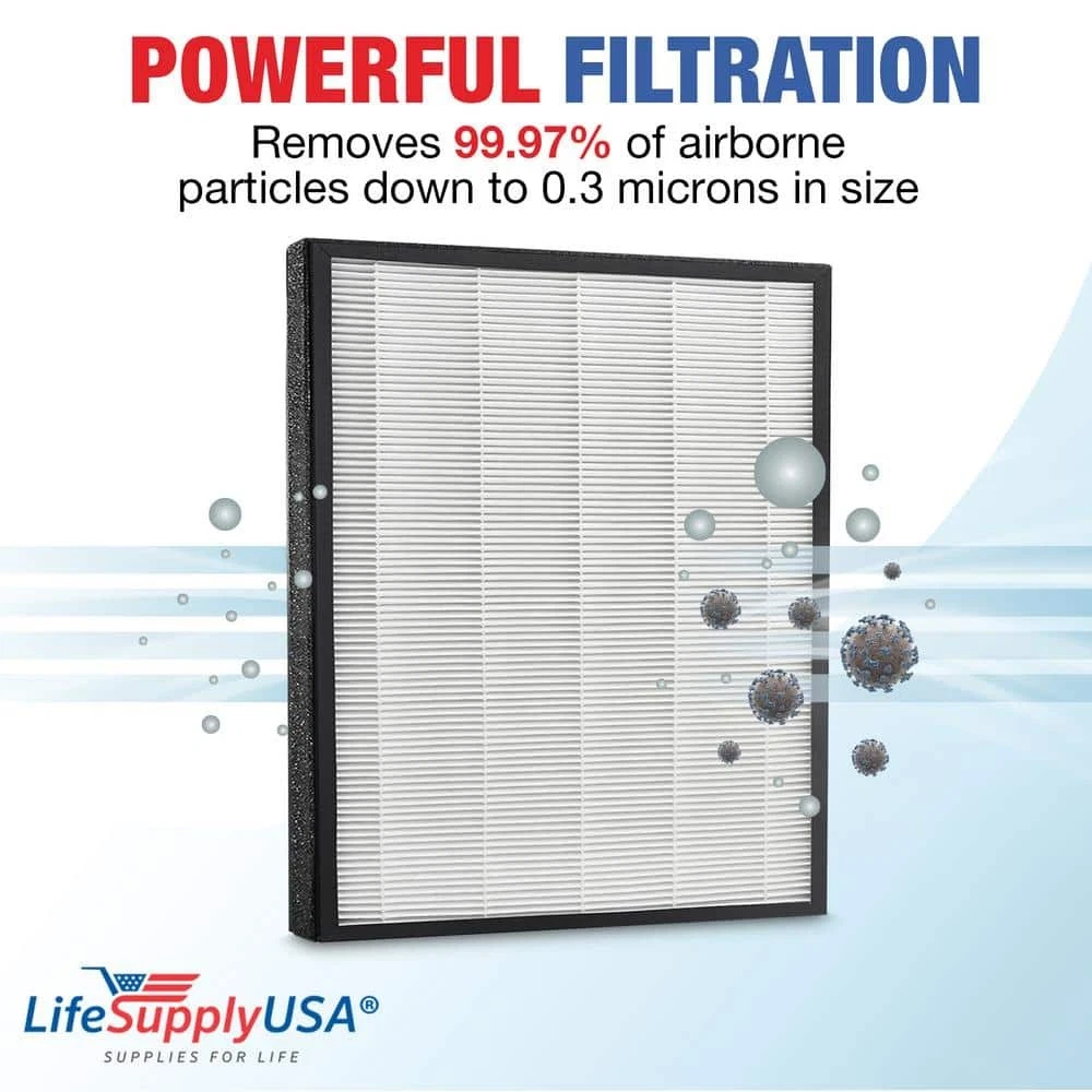 2-in-1 True HEPA Air Cleaner Replacement Filter plus Activated Carbon Charcoal - Thumbnail 3