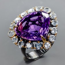 Jewellery 23 ct Natural Amethyst Ring 925 Sterling Silver Size 7 /R431450