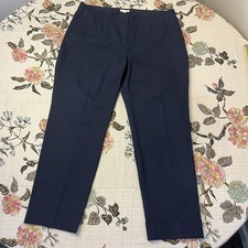 J. Jill Pants 12P Blue Bi-Stretch Pull-on Cuffed Pockets Elastic Waist Business