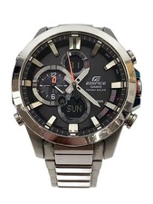 CASIO Solar Wristwatch Analog Stainless BLK SLV ecb 500