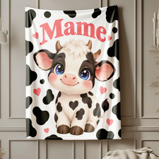 Personalized Cow Coral Fleece Blanket Farmhouse Animal Decor