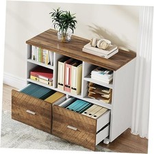 2-Drawer Wood File Cabinet, Mobile Lateral Filing Cabinet for Oak Karo  White