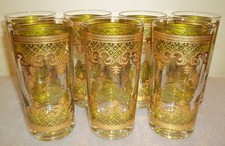 Set of 7 Georges Briard HIGHBALL / WATER GLASSES 22k Gold