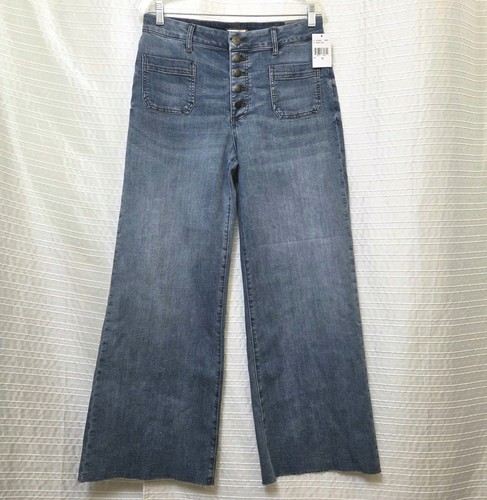 KUT Kloth Meg vita alta gamba larga donna 10 bottoni mosca orlo grezzo nuovo con etichette prezzo al pubblico consigliato dal produttore $104 - Foto 10 di 10