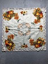 Thanksgiving Harvest Embroidered Applique 34" X 34" Square Tablecloth