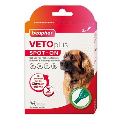 Beaphar VETOplus SPOT-ON für große Hunde über 30 kg Herbstgrasmilbe Ungeziefer