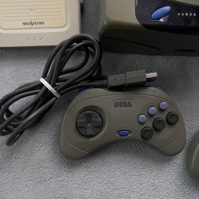 Sega Saturn Gray Console HST-3210 + Controller + Power Memory + Cables Working