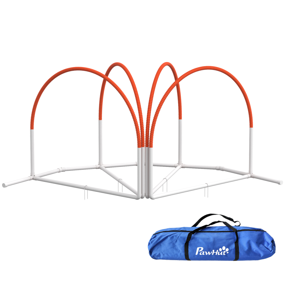 Dog Agility Equipment Set 4 Pcs Weave Pole Home Everyday Use Orange