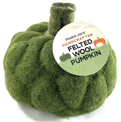 Trader Joe s Felt Wool Pumpkin Handmade Nepal Fall Halloween Decor 6 
