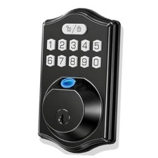 Keyless Entry Door Lock Deadbolt: 0.3s Fingerprint Recognition - Front Black