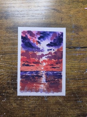 ACEO *Art Print Original Watercolor Sunset  2.5x3.5
