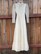 Vintage Gunne Sax Romantic Renaissance Bridal Wedding Dress Ivory Lace Sz 9 USA