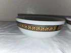 Vintage Pyrex Tableware by Corning Ebony Fleur-de-Lis opal milk glass bowl
