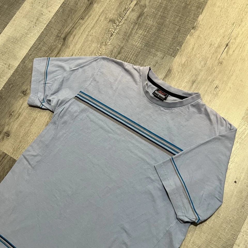 Camiseta De Colección Solo Semore Azul Patinador Sol Desteñido Rayas Y2K Surf Hip Hop Grande Foto 3 de 4