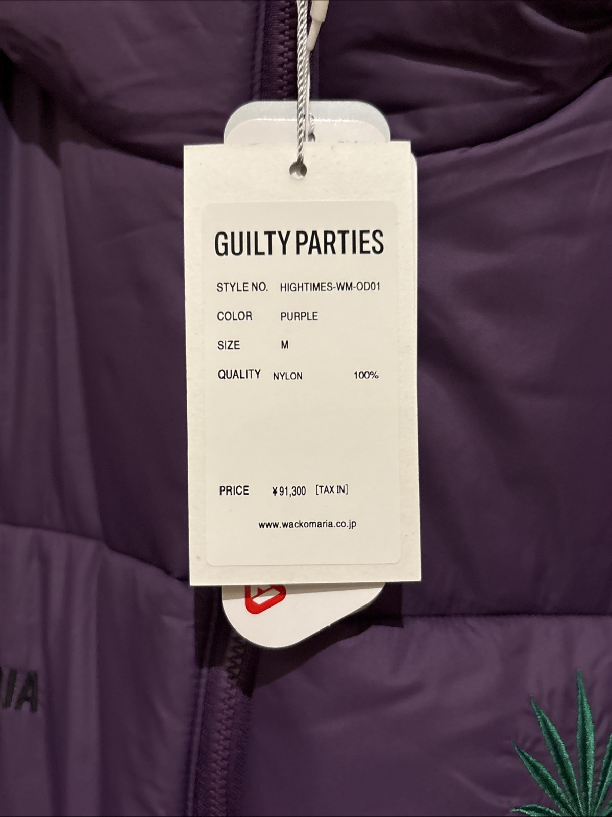 Wacko Maria Guity Parties “High Times” Puffer Jacket Size M NWT