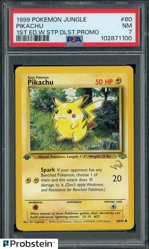 1999 Pokemon Jungle 1st Edition Ed.W Stamp Duelist Promo #60 Pikachu PSA 7 NM