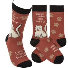Primitives by Kathy - Cats Make Me Happy Socks - 116520