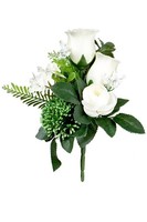 Artplants Kunst Gesteck Rose, Ranunkel, Allium Hokuna, Creme, 27Cm, Ø20Cm