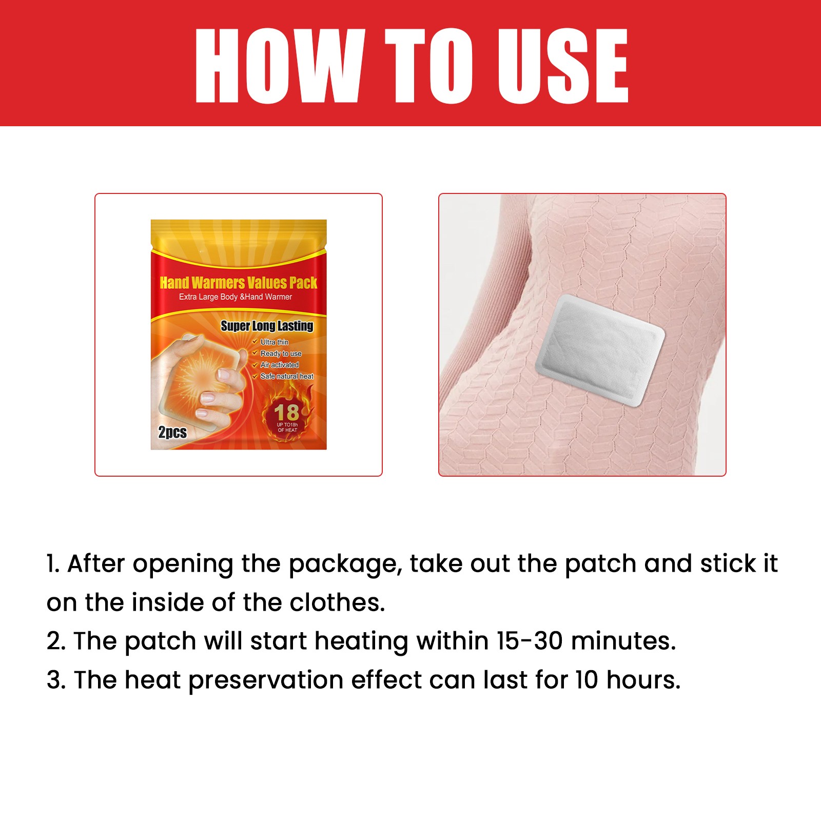 Hand Warmer 20Pcs Body Super Warmers 18 Hour Extra Long Activation Waist Abdomen