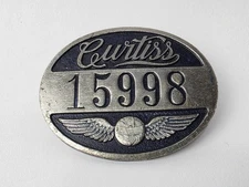 VINTAGE 1920S CURTISS WRIGHT AIRCRAFT WORKER EMPLOYEE BADGE PIN VERY NICE!!!!