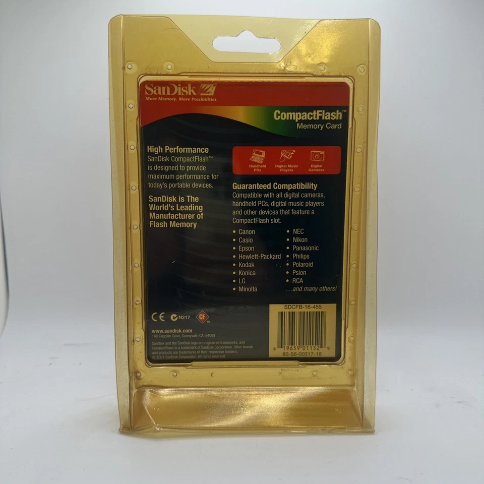 16MB SanDisk Compact Flash Card Memory Card SDCFB-16-455, Original Package - Image 2 of 2