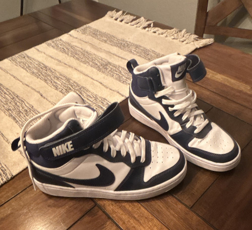 Nike Air Force 1 Teens Mid Top Sneakers Blue/White Colorblock Lace Up Strap