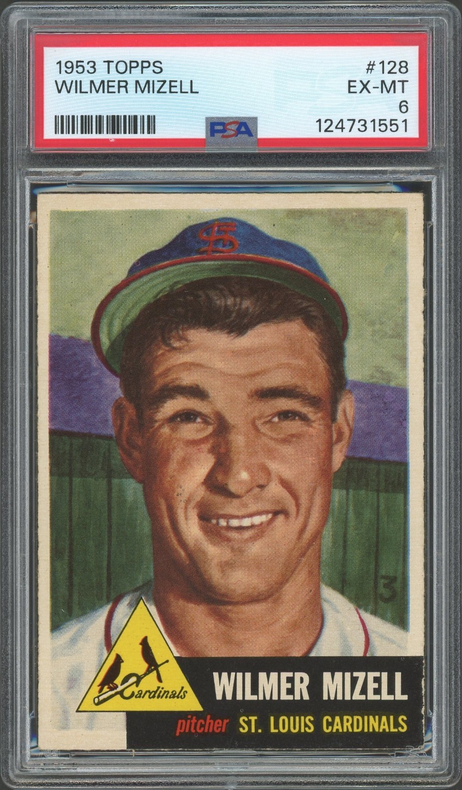 1953 Topps #128 Wilmer Mizell St. Louis Cardinals PSA 6 EX-MT