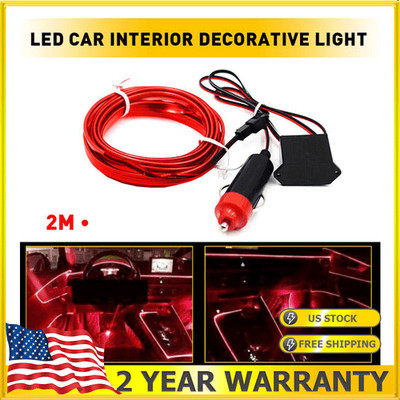 Red Cold Light Line Car Auto Decor Atmosphere Wire Light Lamp Strip Super Bright