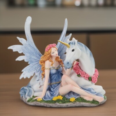 7.5''H Fairy with Unicorn Figurine Ornament Home Decor Unique Gift