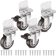 2 Inches L-Shaped Plate Swivel Caster With Brake TPE Rubber Caster Side Mount