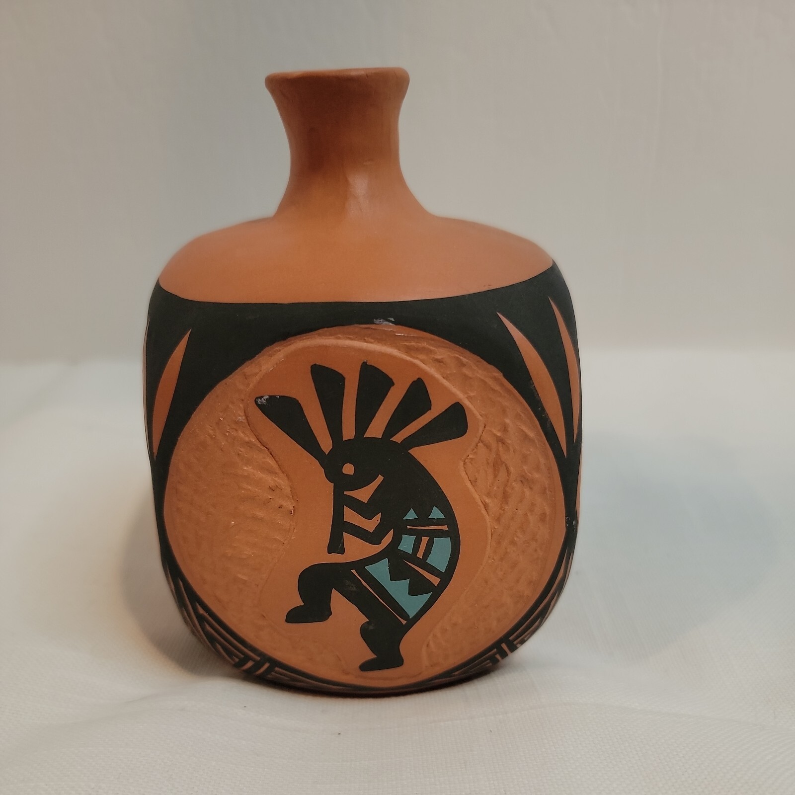 Vintage Signed Native  Dancer Acoma Pottery T.P. Torivio 5.5"x3.5"