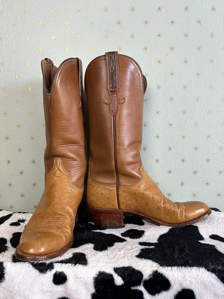 Vintage 80s Women’s Half Quill Lucchese Western Cowboy Boots 6.5 B Ostrich - Image 2 of 4