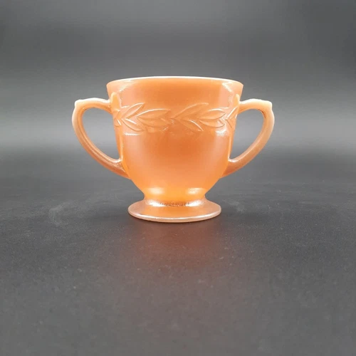 Fire-King Vintage Peach Lusterware Laurel Pattern Sugar Bowl