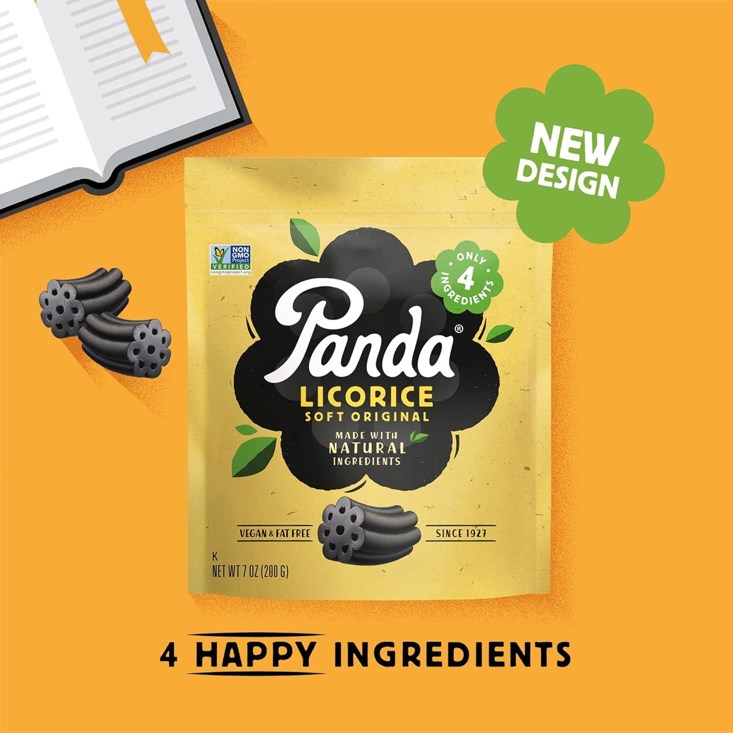 Panda All Natural Soft Licorice Chews Fat Free No Preservatives 7 Oz Bags 12 Pck