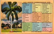 Busy Person's Correspondence Card-Palm Tree-Checklist-Linen Postcard