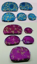 POUCH SET ~ 5 piece nested bags w/ Zipper ~ Lined for Jewelry, Cosmetics, Gifts