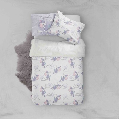 3D Unicorn Cloud Cartoon Pattern Quilt Cover Set Bedding Sets Pillowcases Queen