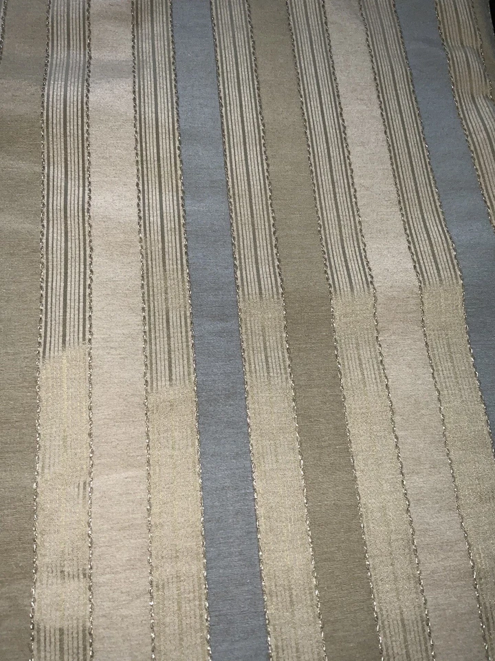 CORTINAS PLISADAS KRAVET PERSONALIZADAS ~ RAYAS TOPO, GRIS Y DORADO ~ 90” DE LARGO Foto 4 de 4