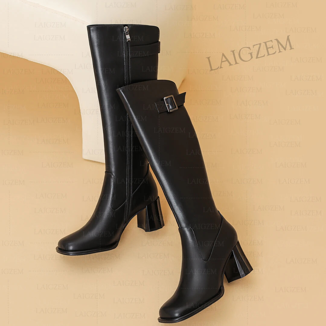 靴 00s real leather heel boots 90s 00s Y2K Black Leather Cropped High heel Boots 8 1/2