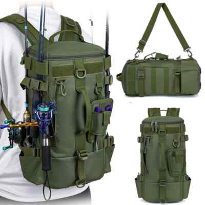 Angelrucksack Tackle Bag Herren groß Sportrucksack Rutenhalter Wandern Camping