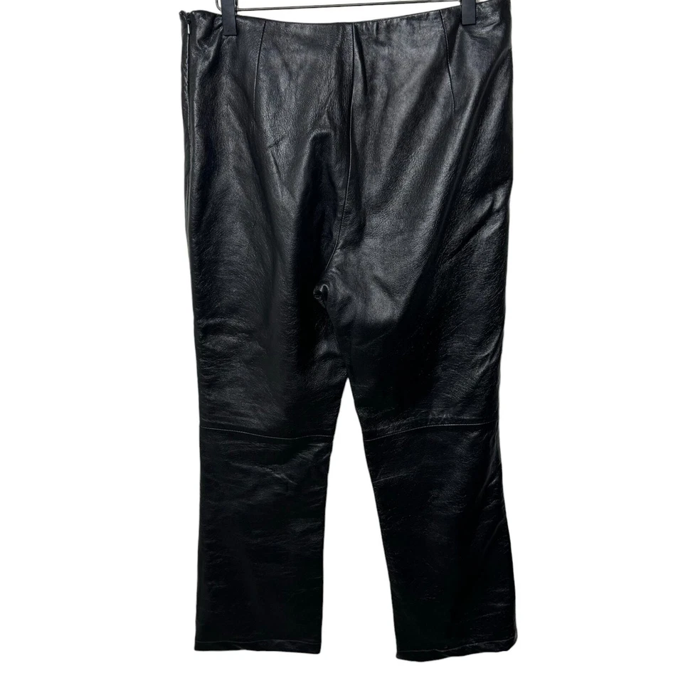 Pantalones de pierna recta de cuero genuino vintage Anonymous by John Carlisle talla 10 Foto 2 de 4