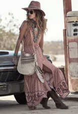 💫VINTAGE 💫Spell & The Gypsy Sunset Road Frill Maxi Dress XS Rare🔥
